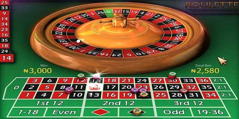 Roulette được chơi với một vòng quay có chứa các số từ 0 đến 36